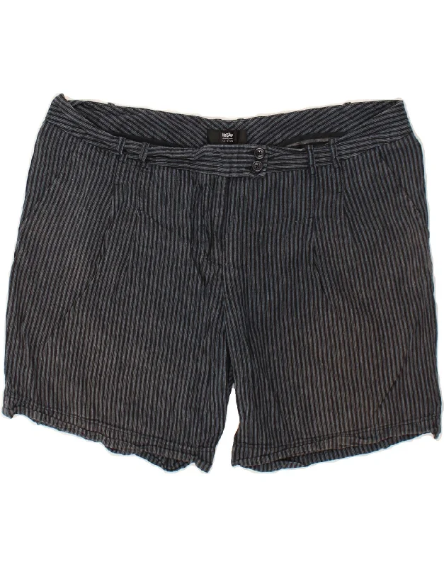 MOSSIMO Womens Hot Pants US 18 2XL W38 Black Striped Linen Classic Chino Pants