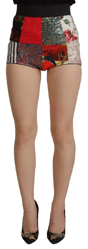 Multicolor Patchwork High Waist Hot Pants Elegant Trouser Pants