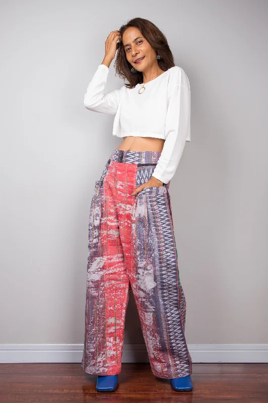 Pink hemp pants Trendy Tapered Pants