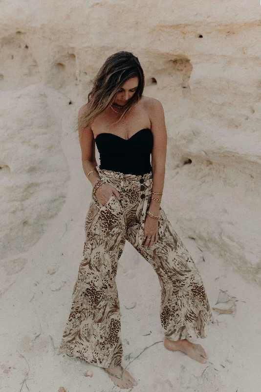 Sienna Wide Leg Pants - jungle Fashionable Tapered Leg Pants