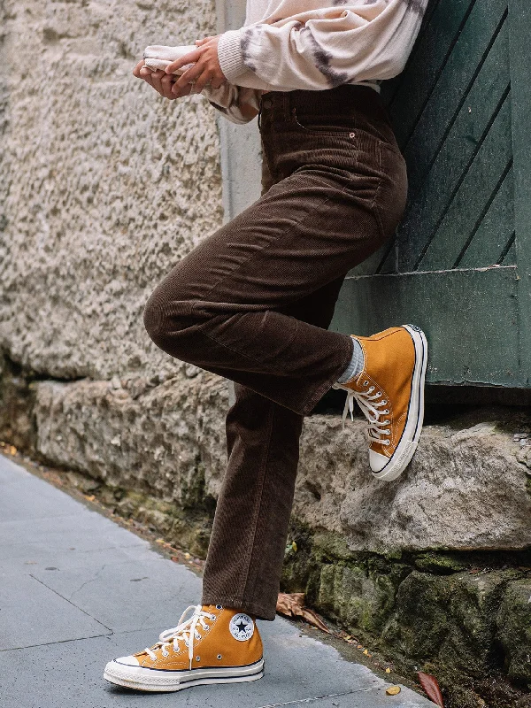 Stoned Straight Corduroy Pants - Espresso Comfy High-Waist Jeans