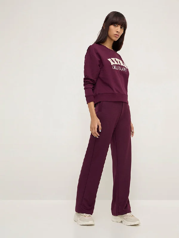 Studiofit Purple High-Rise Track Pants Comfy Athletic Pants