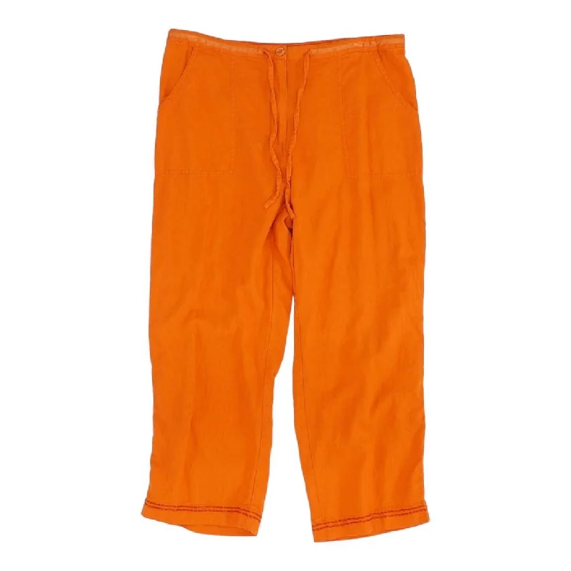 Vintage Orange Sport Linen Blend Beaded Crop Pants Lightweight Jogger Pants