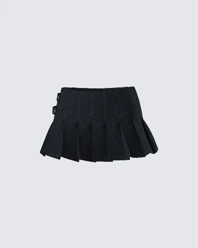 Ataya Black Denim Micro Mini Skirt silk skirt smooth