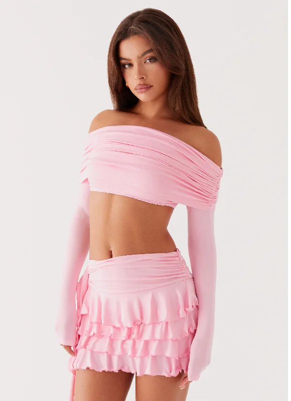 Bardot Frill Mini Skirt - Candy Pink lace skirt romantic