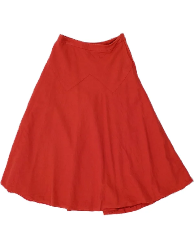 CACHAREL Womens A-Line Skirt UK 10 Small W26 Red Wool asymmetrical skirt cut