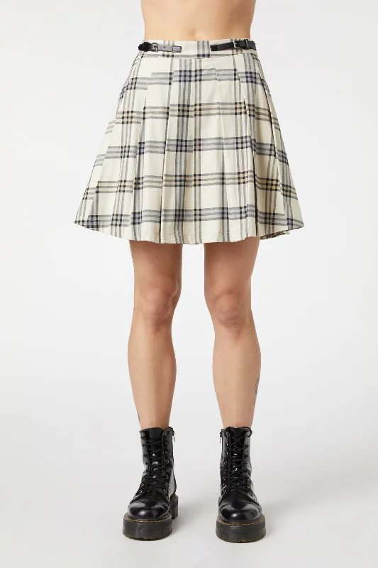 Crescent Tartan Pleated Skirt modal blend skirt