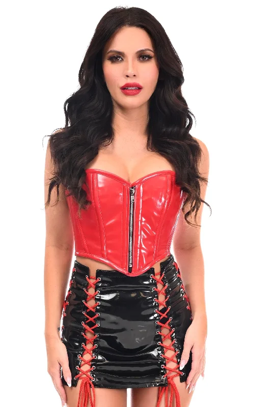 Daisy Corsets Top Drawer 2 PC Red/Black Zipper Bustier & Skirt Set lightweight skirt design