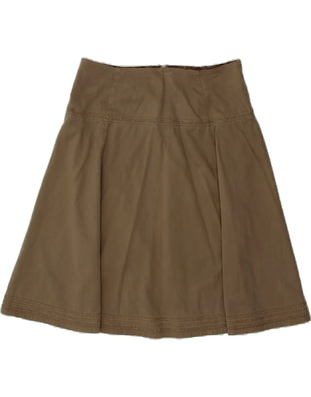 FAT FACE Womens A-Line Skirt W34 Large Khaki Cotton velvet skirt glossy