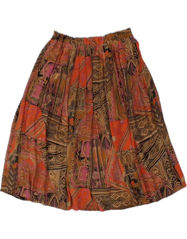 GAZELLE Womens Abstract Pattern A-Line Skirt IT 42 Medium W32 Brown chiffon skirt delicate