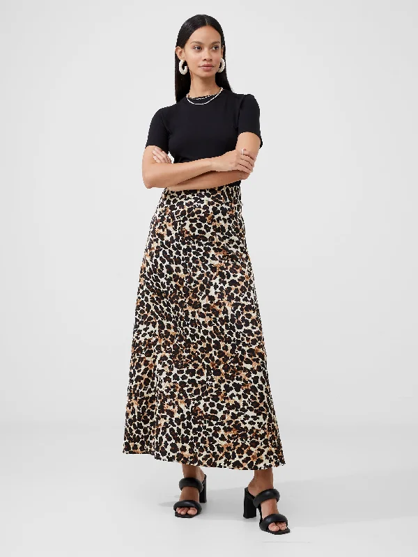 Leopard Midaxi Skirt pleated skirt texture