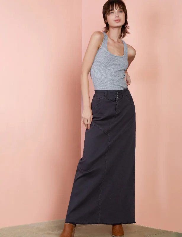 Pieced Denim Maxi Skirt velvet skirt luxury