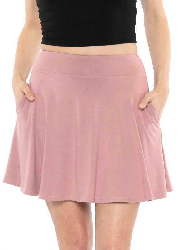 Premium Stretch Rayon Skater Skirt with Pockets chiffon skirt delicate