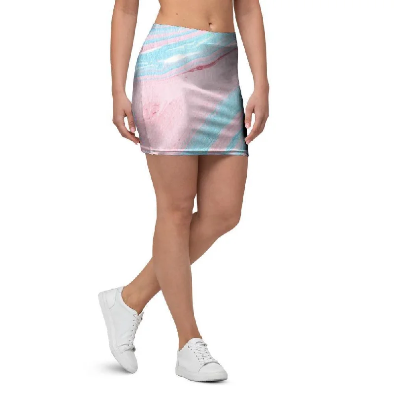 Rainbow Marble Mini Skirt high waist skirt