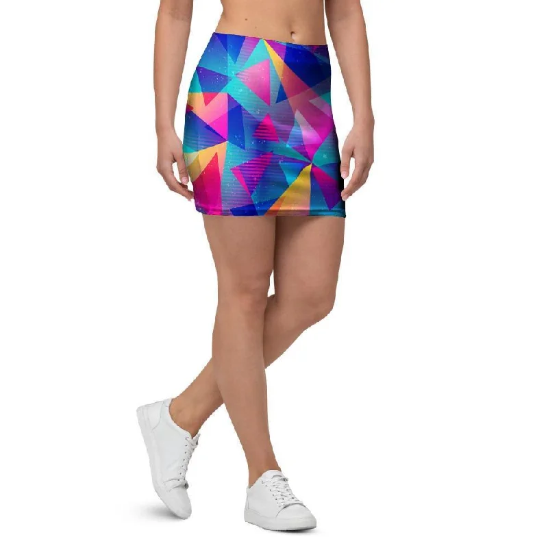 Rainbow Triangle Geometric Mini Skirt vintage skirt charm