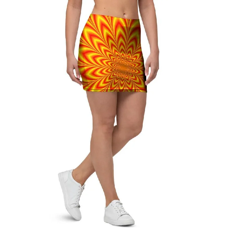 Red and Yellow Abstract Optical illusion Mini Skirt athletic skirt fit