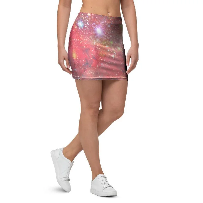 Red Cloud Galaxy Space Mini Skirt linen skirt breathable