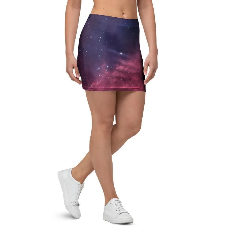 Red Cosmic Galaxy Space Mini Skirt leather skirt bold