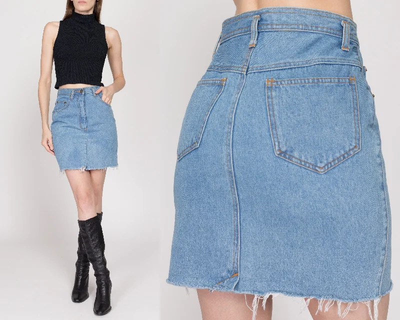 Small 90s Light Wash Denim Mini Skirt 26" leather skirt bold