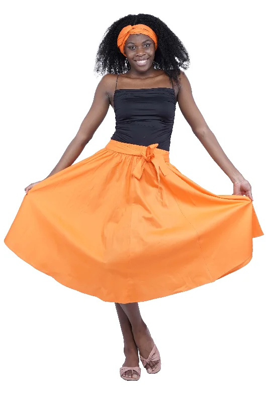 Orange Midi/Calf Length Skirt cashmere skirt fine