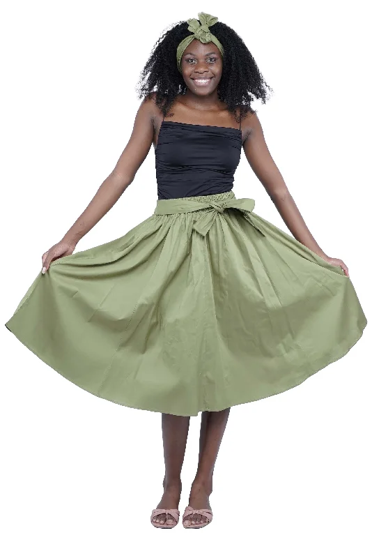 Olive Midi/Calf Length Skirt wool skirt sturdy