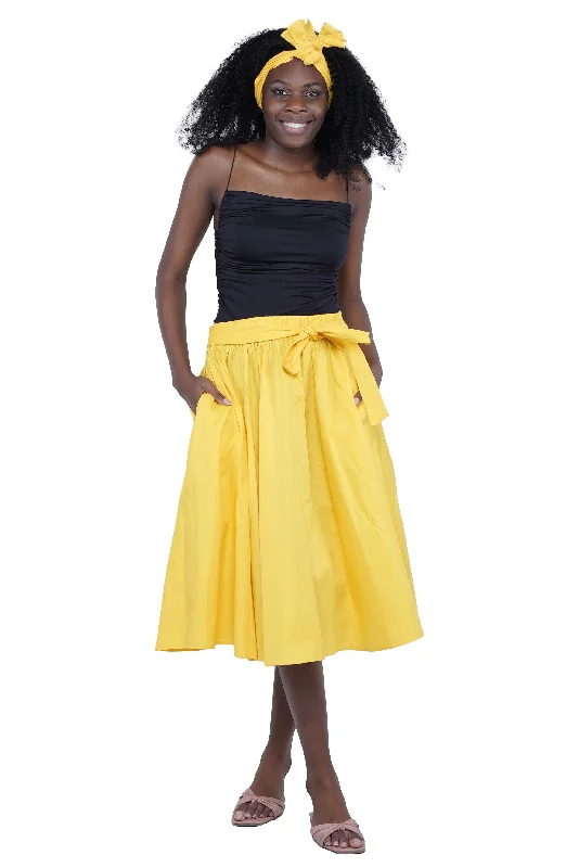 Yellow Midi/Calf Length Skirt velvet skirt luxurious