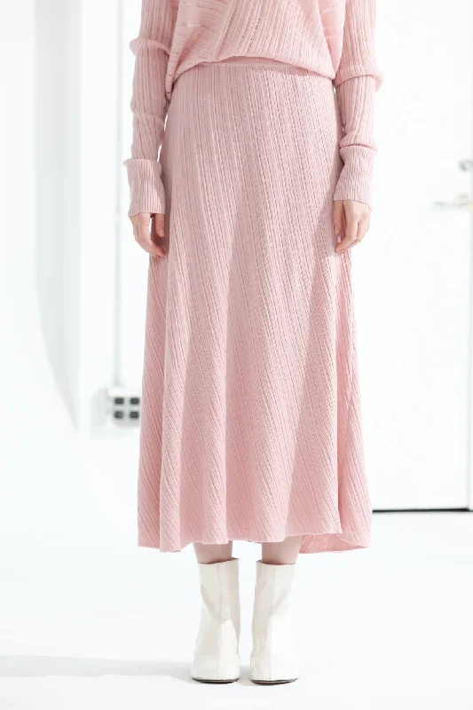 Sylphide | Amour Pink Wool Blend Knit Skirt lace skirt romantic