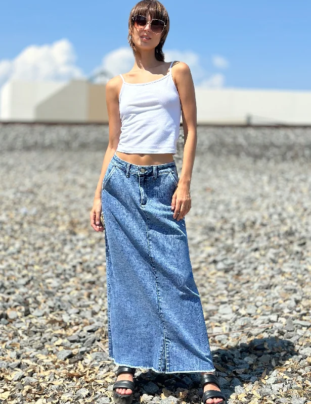 Tory Denim Maxi Skirt wool skirt warm