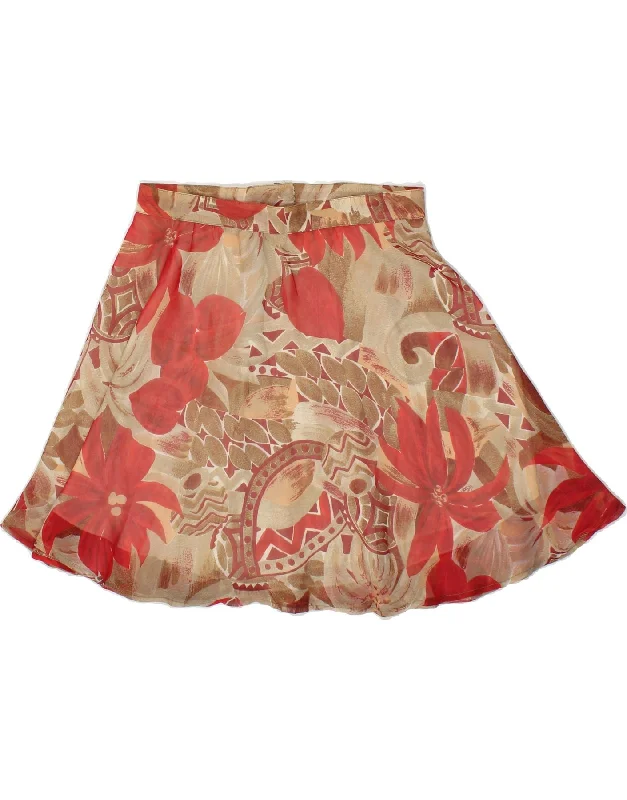 VINTAGE Womens Mini Skirt Medium W28  Red Floral Viscose casual skirt length