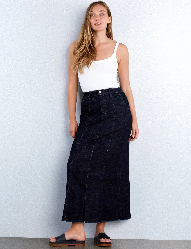 Willa Denim Maxi Skirt satin skirt smooth