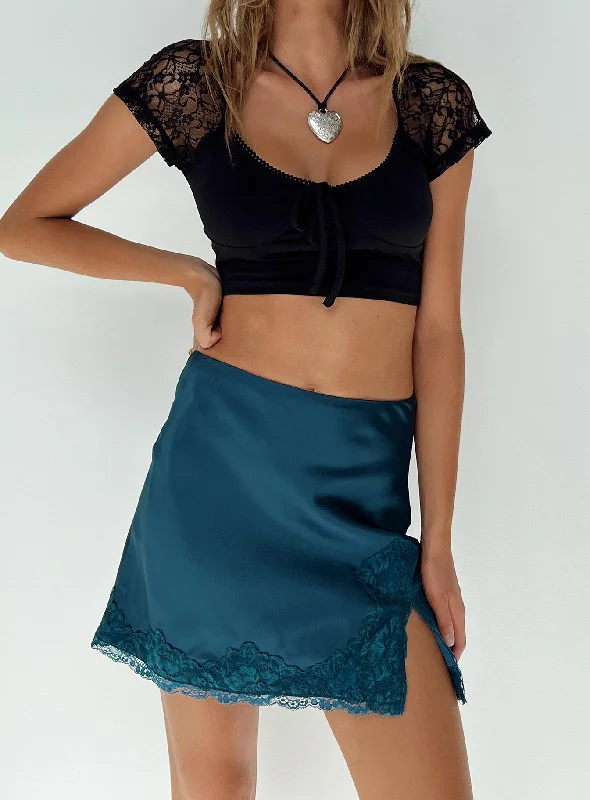 Athenia Mini Skirt Navy lace skirt romantic