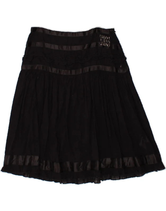 CALVIN KLEIN Womens A-Line Skirt W27 Small Black Cotton cashmere skirt soft