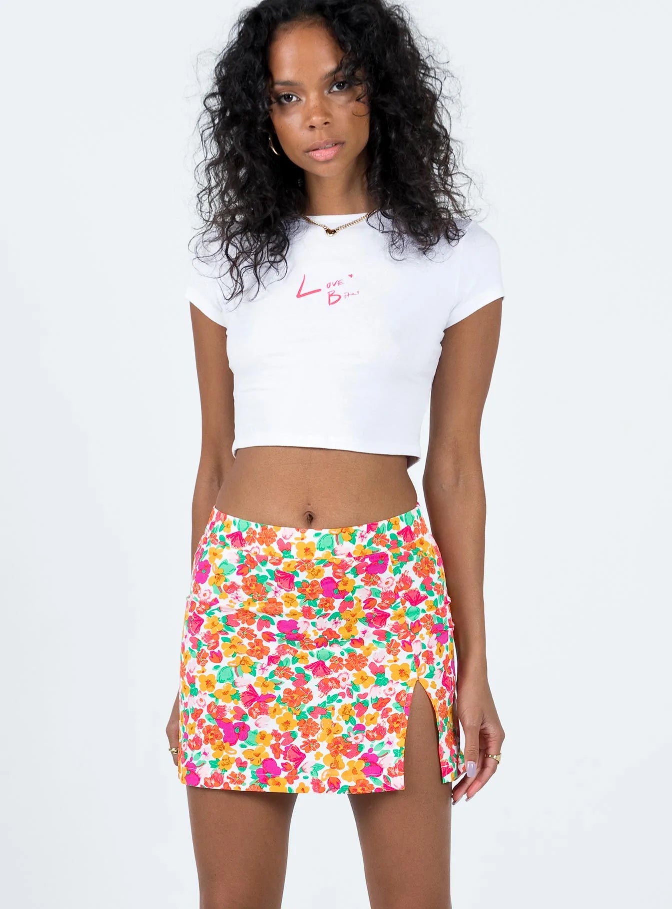 Celtis Mini Skirt Rainbow Floral leather skirt modern