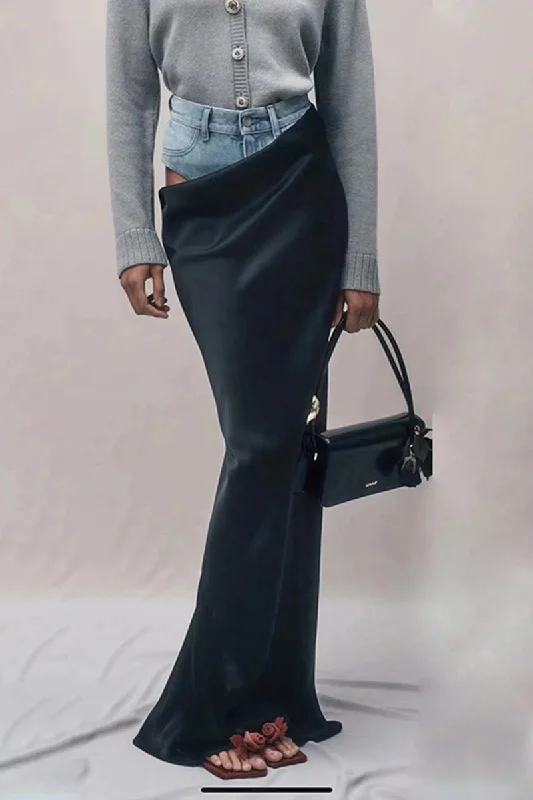 Denim Shorts Skirt - Denim Blue cashmere skirt fine