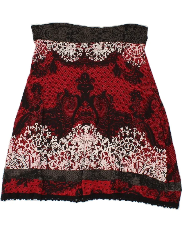 DESIGUAL Womens A-Line Skirt Medium W30 Red Paisley Viscose denim skirt classic