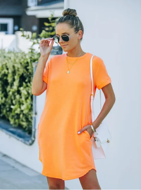 Solid color irregular tennis short sleeve dress T-shirt skirt chiffon skirt flowing