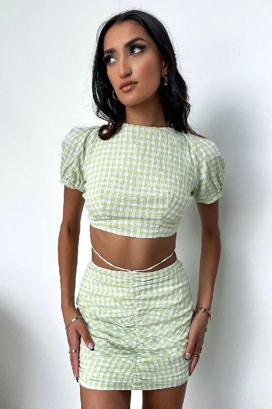 Gabby Skirt - Green leather skirt bold