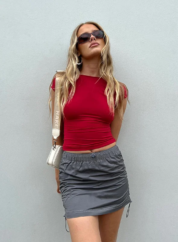 Gateway Parachute Mini Skirt Grey corduroy skirt cozy