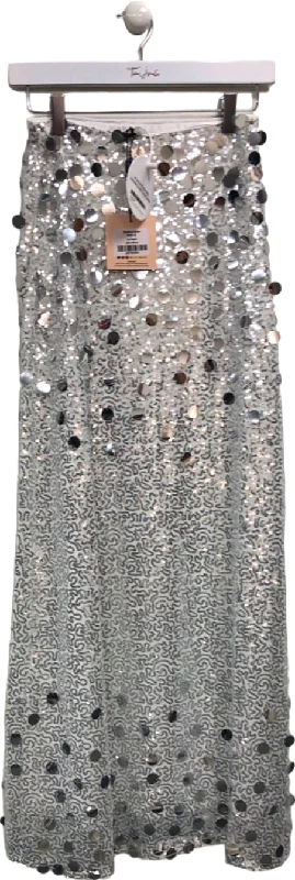 Girl In Mind Silver Sequin Skirt UK 8 vintage skirt charm