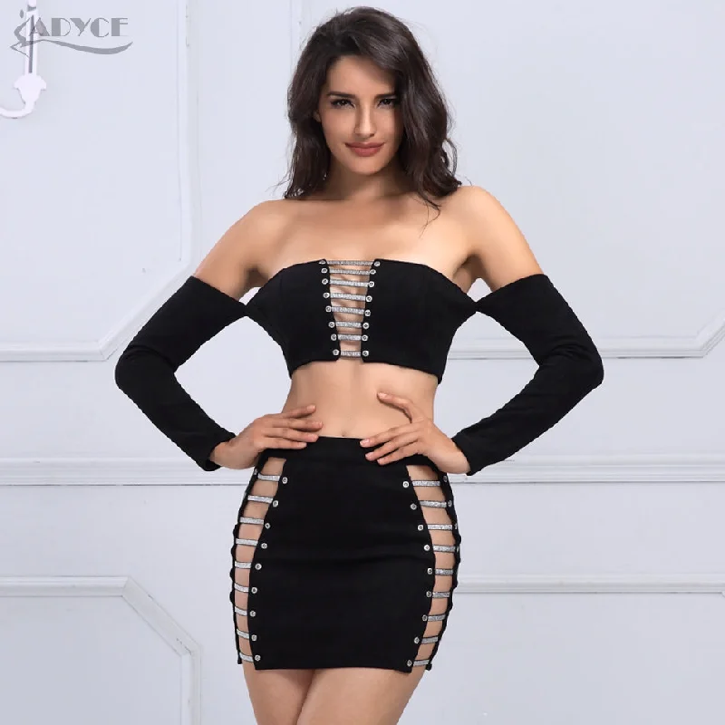 Hollow Out Crop Tops&Skirt Dress Set velvet skirt plush