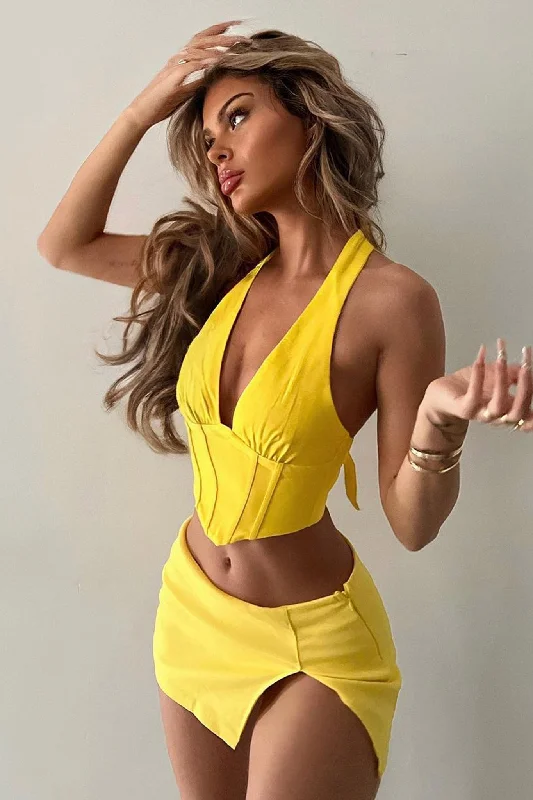 Ingrid Mini Skirt - Yellow wool skirt sturdy