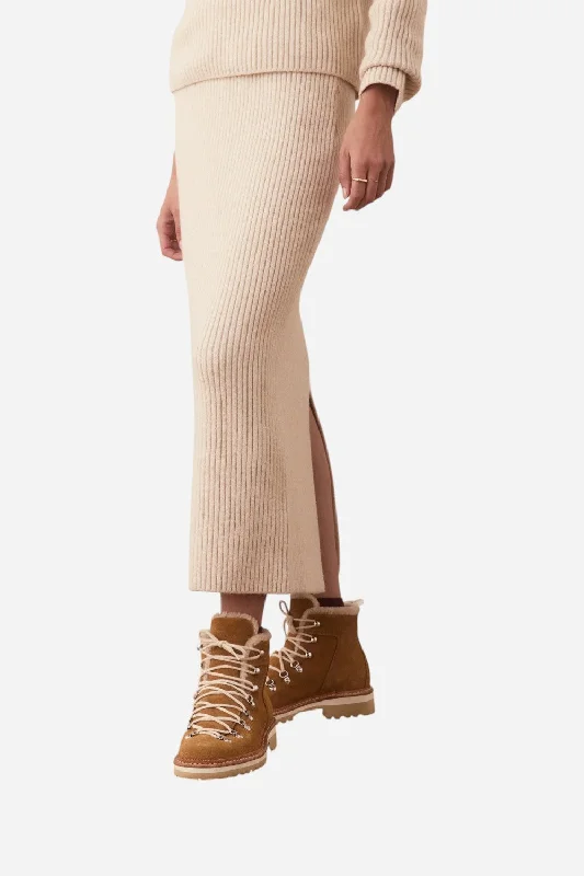 Marine Layer Isla Sweater Skirt in Cream wrap skirt elegant
