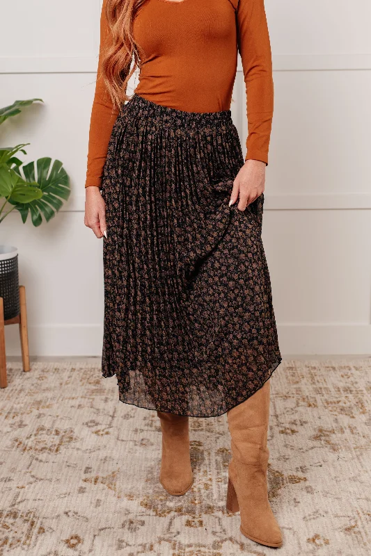 Just What You Wanted Floral Print Pleated Skirt chiffon skirt flowing