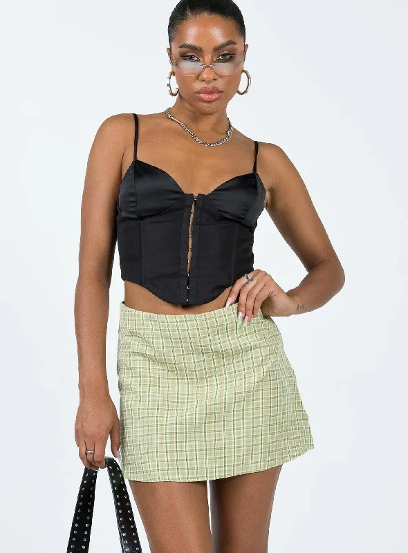 Kai Check Mini Skirt Green wool skirt warm