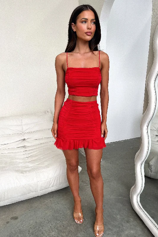 Lucas Skirt - Red velvet skirt rich