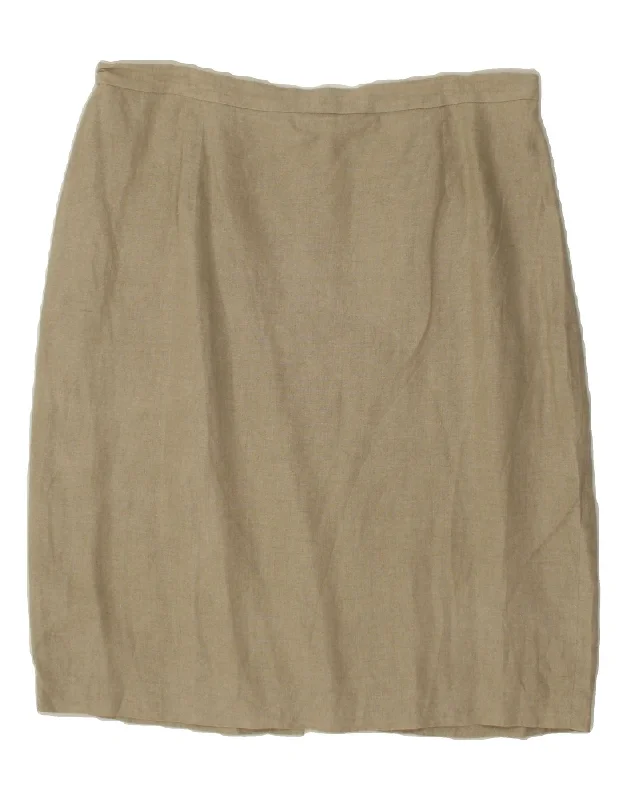 LUISA SPAGNOLI Womens Straight Skirt IT 52 2XL W36 Beige Linen pleated skirt texture LUISA SPAGNOLI Womens Straight Skirt IT 52 2XL W36 Beige Linen pleated skirt texture
