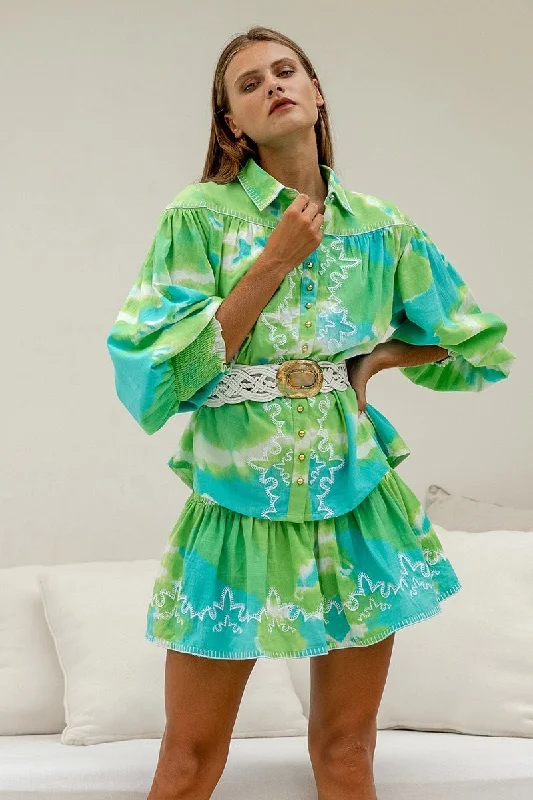 Hayley Shirt & Leyla Skirt Green Aqua modal blend skirt