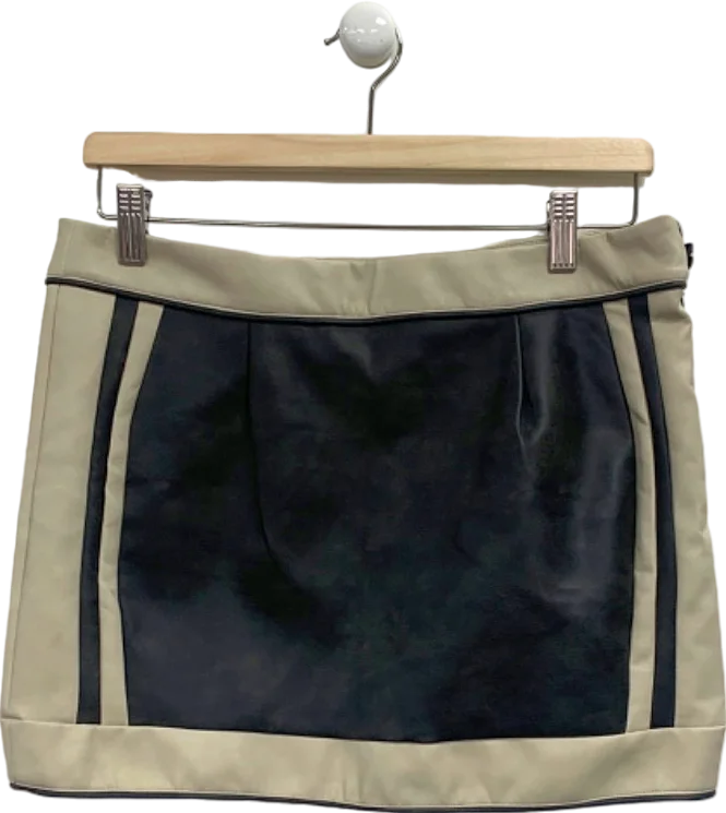 Murci Beige and Black Mini Skirt UK 10 velvet skirt luxurious