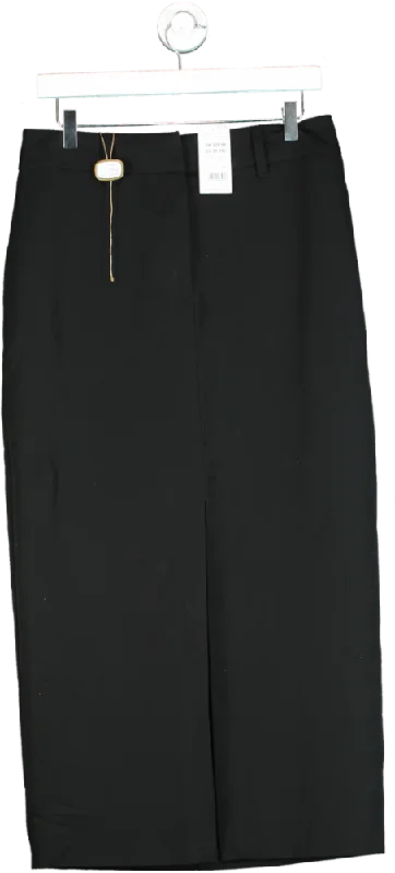 New Look Black Formal Split Front Skirt UK 12 ruffled skirt detail