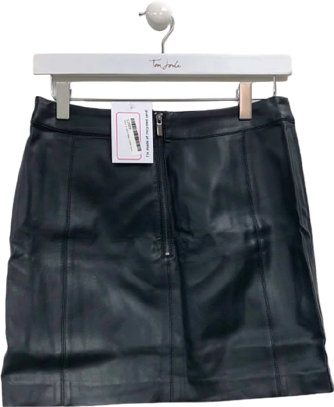 Oasis Black Leather Mini Skirt UK 8 silk skirt elegant